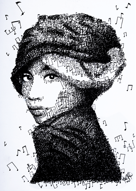 Singer-songwriter Yuna made of thousands of musical notes, by Red/Hong Yi